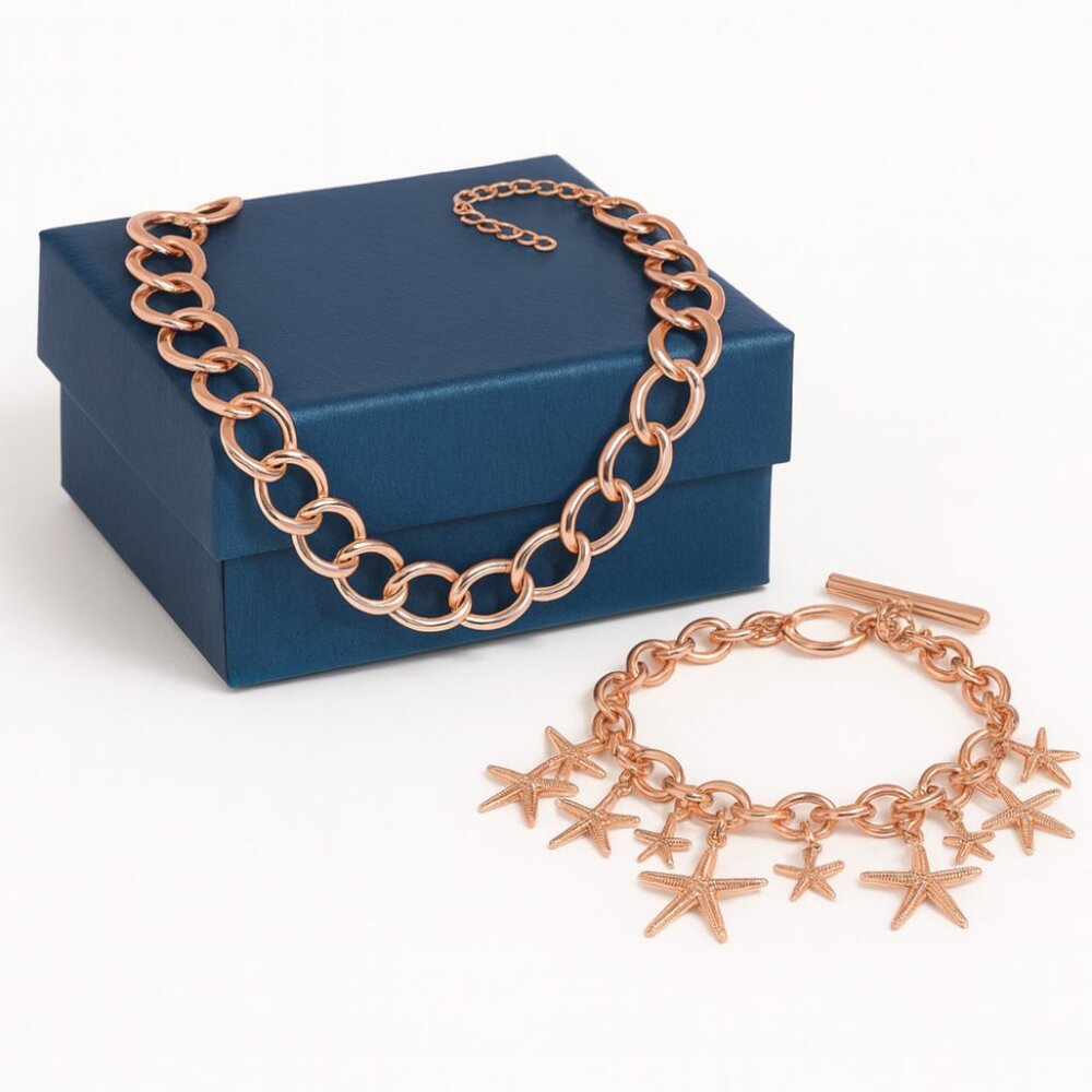 Celestial Necklace & Star Charm Bracelet Set